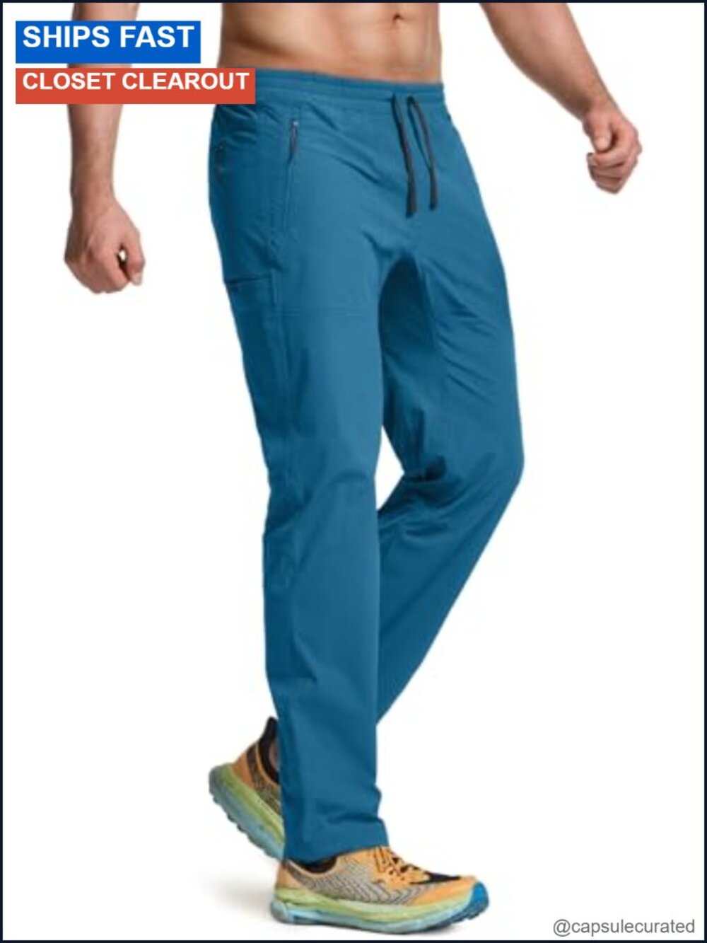 Men's Cargo Hiking Pants Lightweight Water-Resistant Stretch 87% Nylon